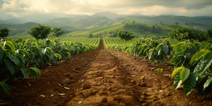 Aerial view coffee plantation in Sao Paulo state - Brazil.