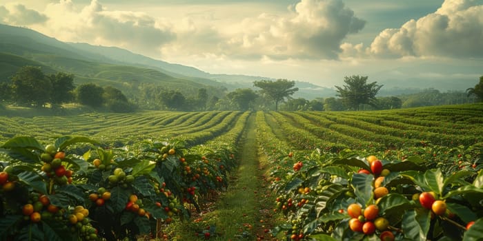 Aerial view coffee plantation in Sao Paulo state - Brazil.