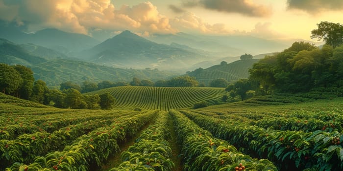 Aerial view coffee plantation in Sao Paulo state - Brazil.