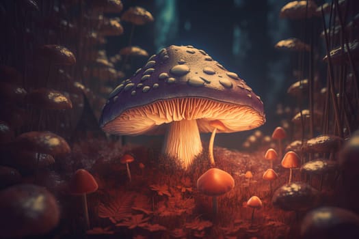 Fairy mushroom. Nature magic pixie. Generate Ai