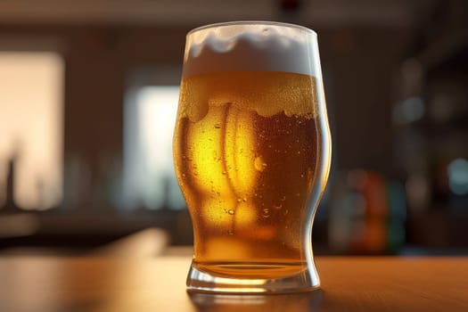 Glass of beer. Light drink. Generate Ai
