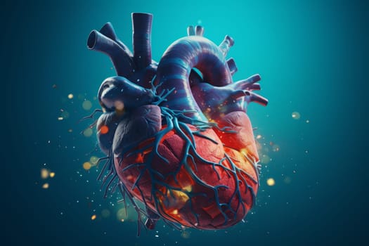 Heart attack 3d. Human cardiac. Generate Ai