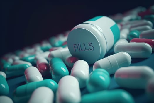 Steel pills jar. Medicine capsule pot. Generate Ai