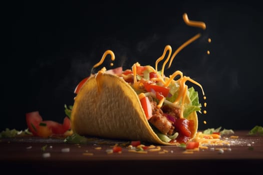 Taco food fastfood. Hot meal sauce. Generate Ai