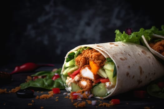 Wrap chicken fastfood. Salad roll. Generate Ai
