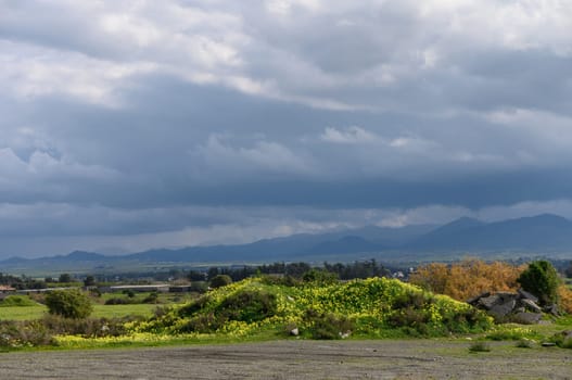 clouds against the backdrop of mountains in winter in Cyprus