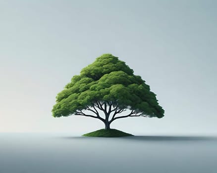 Tree on the ground. Conceptual illustration.Nature concept.Tree in the ground as a symbol of nature.