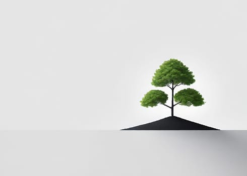 Tree on the ground. Conceptual illustration.Nature concept.Tree in the ground as a symbol of nature.