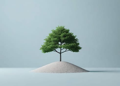 Tree on the ground. Conceptual illustration.Nature concept.Tree in the ground as a symbol of nature.