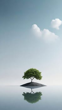 Tree on the ground. Conceptual illustration.Nature concept.Tree in the ground as a symbol of nature.