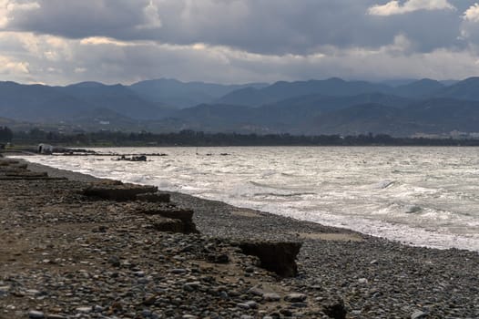 view of the Mediterranean Sea and mountains in Cyprus