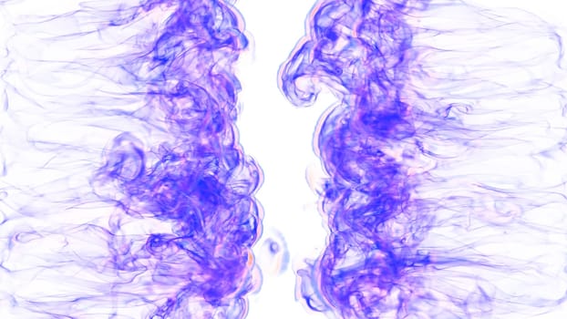 3d illustration. Tongues of lilac flame collide from opposite sides on a white background