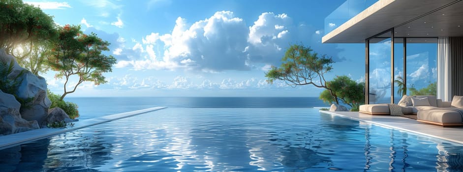 A breathtaking infinity pool with a view of the ocean and sky, creating a seamless blend of liquid and natural landscape