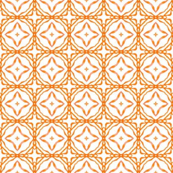 Watercolor summer ethnic border pattern. Orange precious boho chic summer design. Textile ready neat print, swimwear fabric, wallpaper, wrapping. Ethnic hand painted pattern.