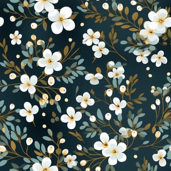 Seamless pattern tile background flowers and floral leaves plants. High quality photo