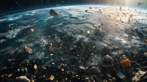 A close up of a planet with lots and lots of trash