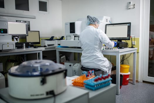 medical worker works in a hospital laboratory.