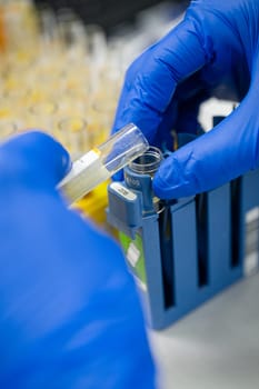 lab-thils in the hands of a medical worker close-up.