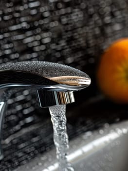 A close up of a faucet with water flowing from it