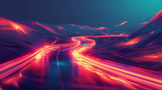 A long exposure photograph of a road with streaks in the air