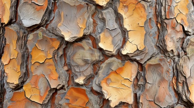 A close up of a tree trunk with different colors on it