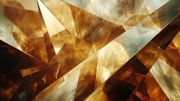 A close up of a metallic sculpture with gold and brown colors