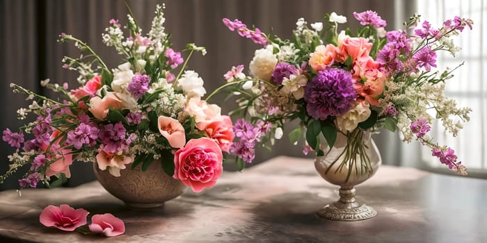 Delicate elegance of blooming flowers, intricate petals, and vibrant floral arrangements