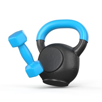 Kettle bell and weight 3D rendering illustration isolated on white background