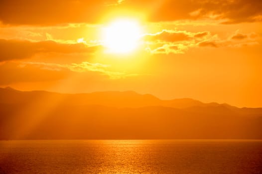 sunset view of the mountains in Cyprus in winter 1