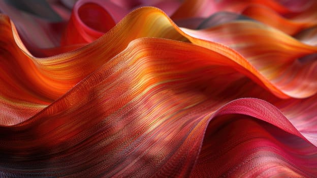 A detailed view of a bright and colorful fabric showcasing intricate patterns and textures up close.