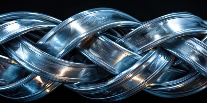 Detailed photo displaying the intricate texture of a metal chain against a dark black backdrop.