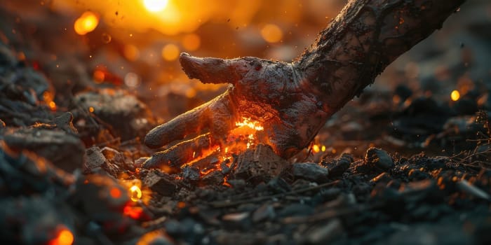 Close-up of a persons hand reaching for something, showcasing detail and movement.