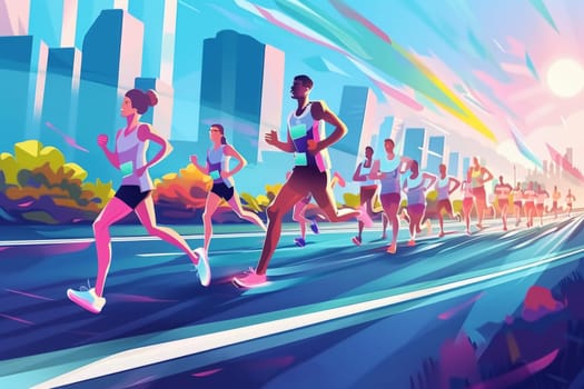 Marathon event poster, Colorful Running poster or banner, illustration.
