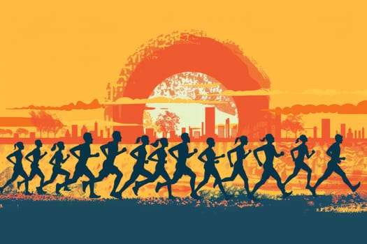 Marathon event poster, Colorful Running poster or banner, illustration.