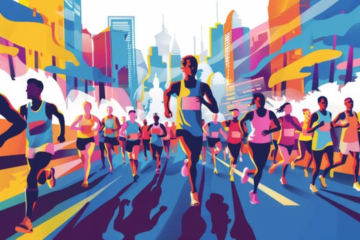 Marathon event poster, Colorful Running poster or banner, illustration.
