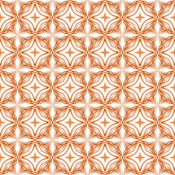 Medallion seamless pattern. Orange dramatic boho chic summer design. Watercolor medallion seamless border. Textile ready uncommon print, swimwear fabric, wallpaper, wrapping.