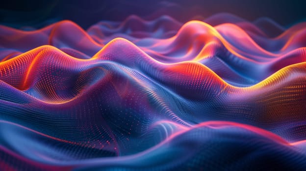 A close up of a colorful wave pattern on the surface