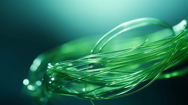 A close up of a green plant with some sort of wire