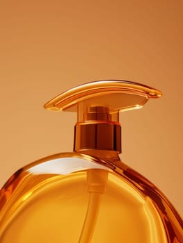 A close up of a bottle with an orange liquid inside