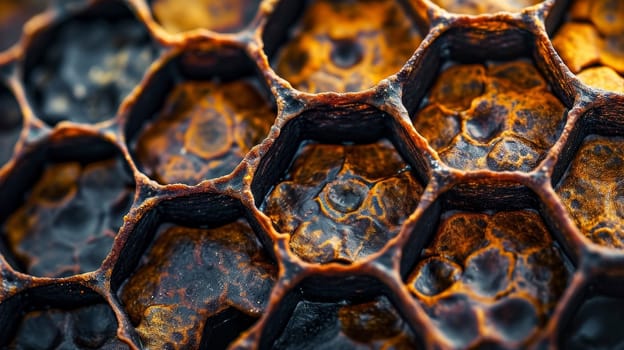 Detailed Texture of a Honeycomb Pattern Highlighting Nature's Geometric Precision.