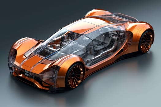 Illustration of a car with a transparent body revealing the underlying structure.