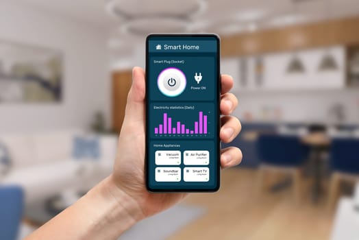 Smart home app with energy efficiency monitor. Smart plug monitoring