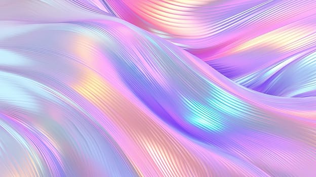Abstract holographic waves on the iridescent background. Generated AI