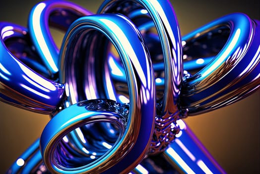 Abstract chrome pipes composition. Industry themed background with shiny metallic connected pipes. Generated AI