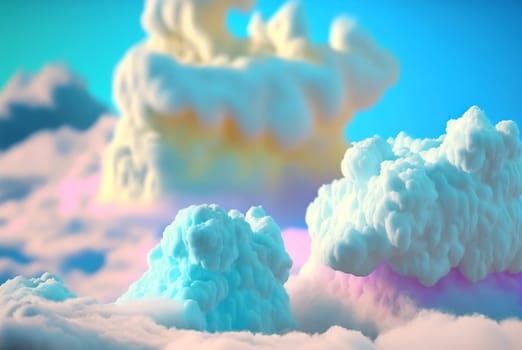 Abstract foam clouds with splashing forms and drops. Colorful foam cloud background. Generated AI