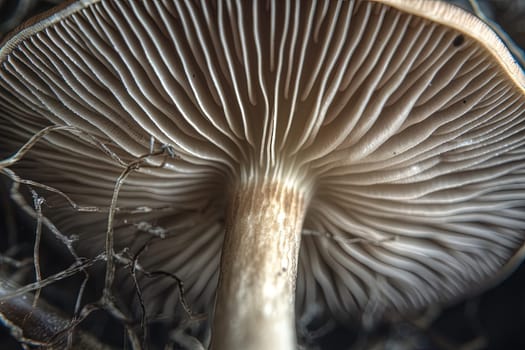 Abstract boletus mushroom. Big fungus with mushroom plates close up image. Generated AI