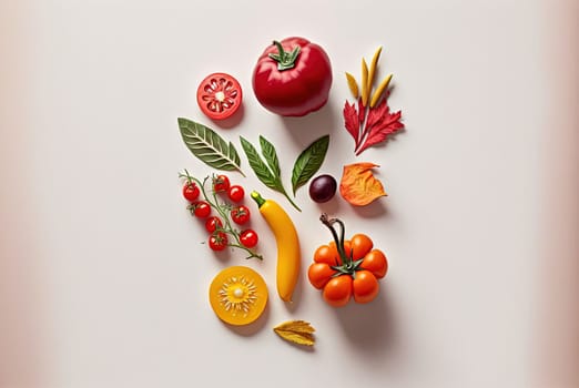 Fresh vegetables for cooking. Set of juicy vegetables on white background. Generated AI