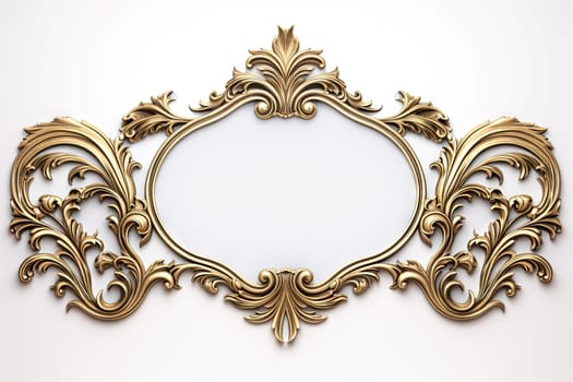 Golden ornamental frame in royal or empire style. Retro golden frame with vintage ornament. Generative AI