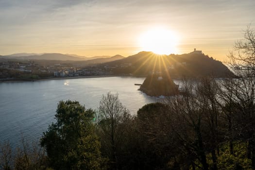 Sunset on La Concha beach from Monte Urgull, San Sebastian