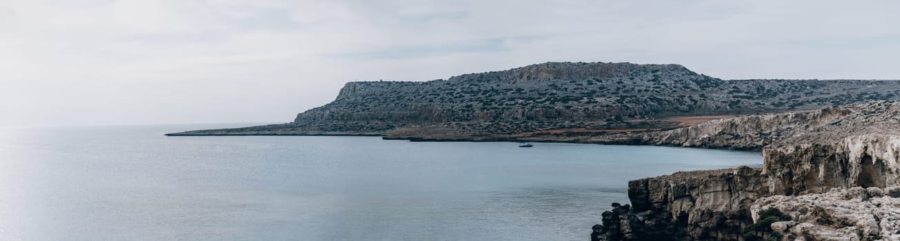 Panoramic landscape of beautiful rocky seashore of Cape Greco National Park, Cyprus